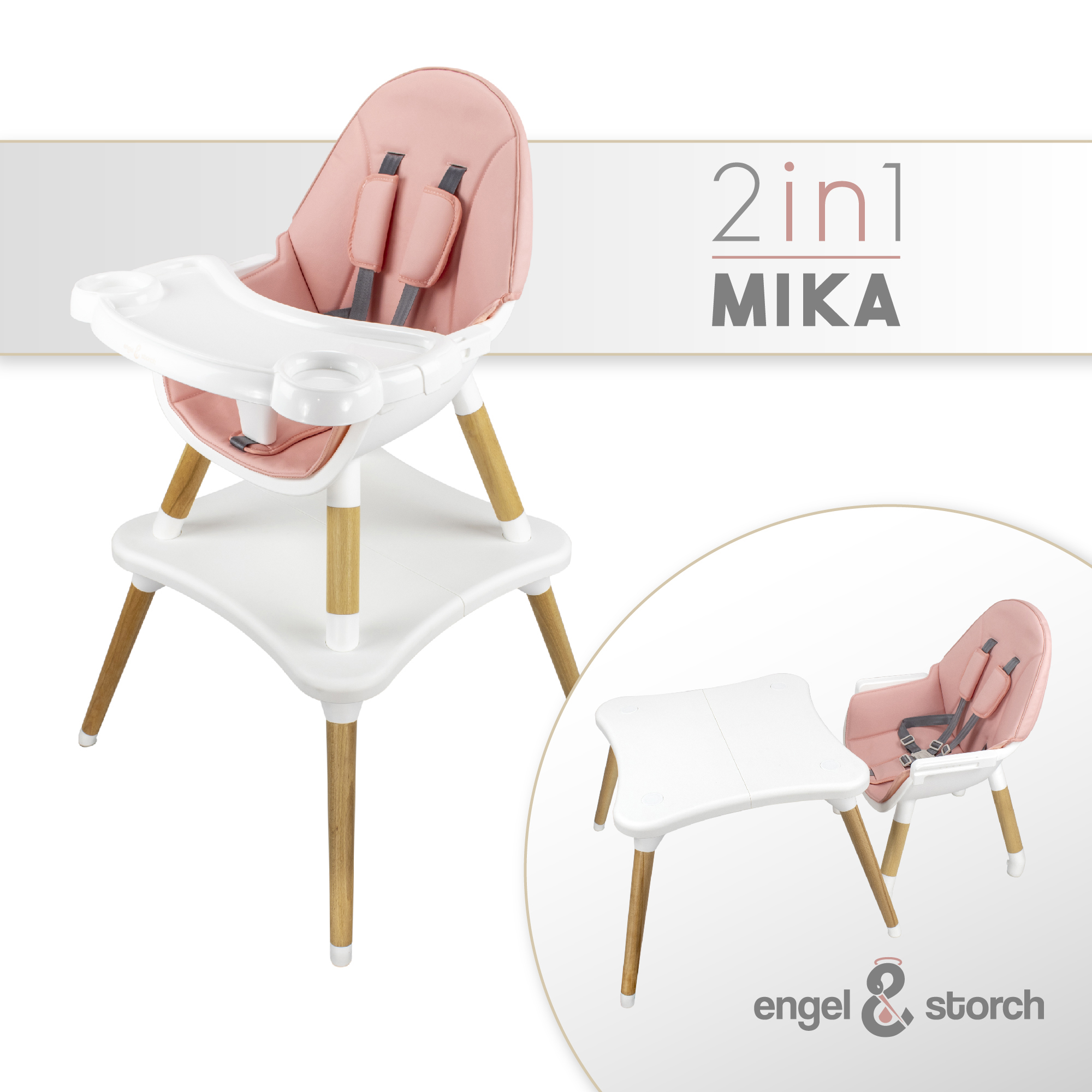 Kinderhochstuhl MIKA Babystuhl mit Esstablett und Stuhl + Tisch Set