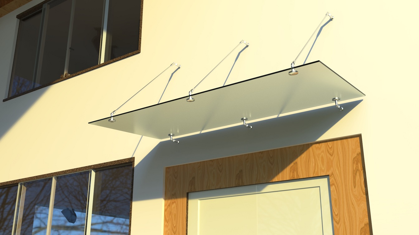 Glasvordach Edelstahl Türvordach Glas Halterung Haustür Satiniert VSG - diverse Größen