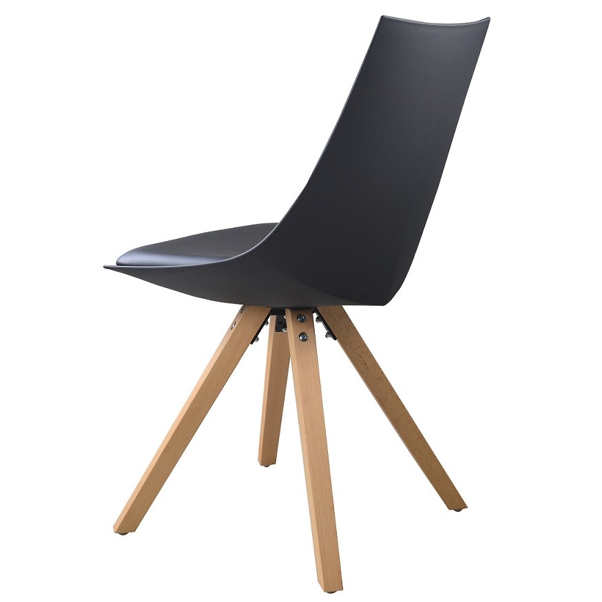 Esszimmerstuhl Gusto Weiß Küchenstuhl aus Holz mit Sitzschale + Sitzkissen aus Kunstleder
