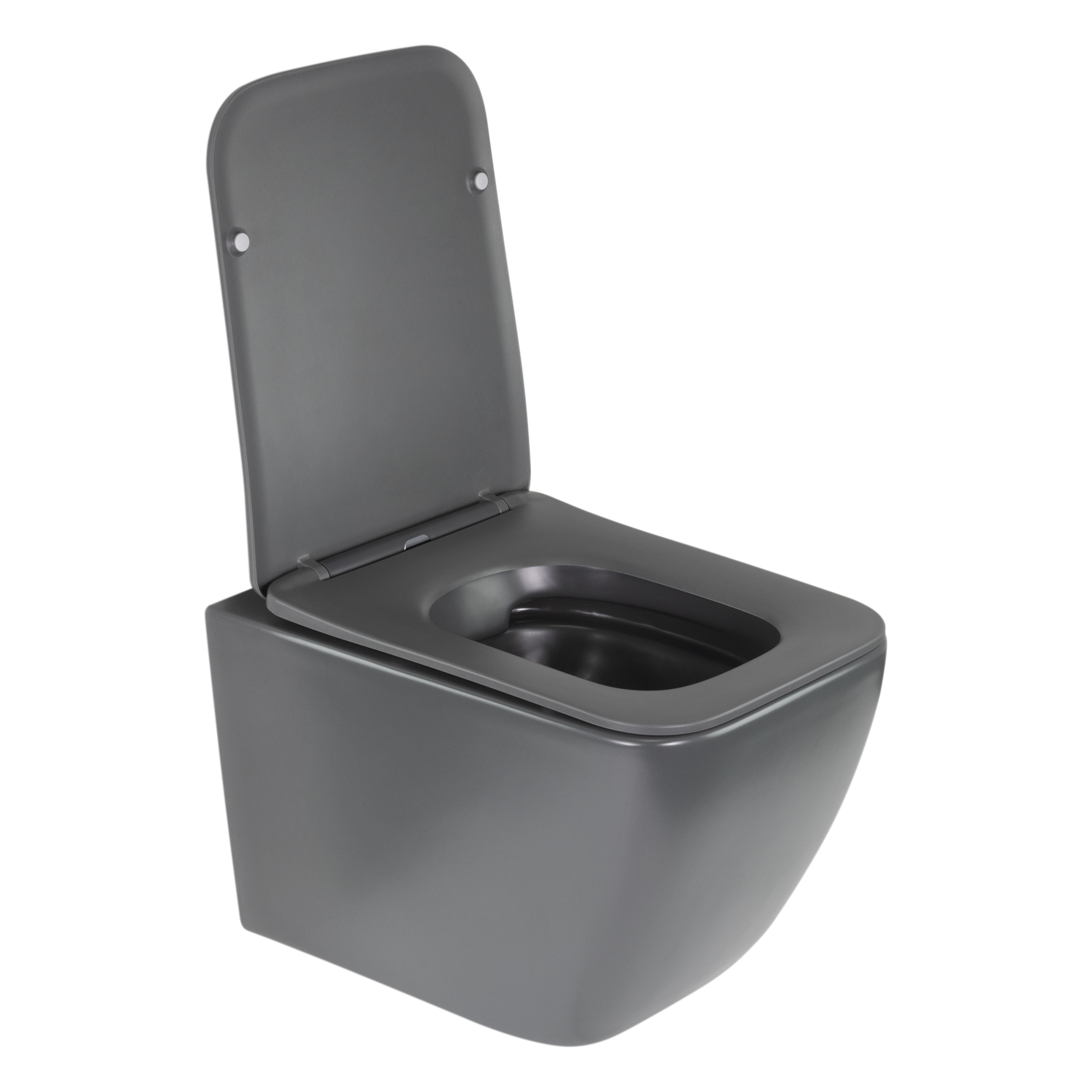 Toilette Hänge WC Spülrandlos inkl. WC Sitz mit Absenkautomatik SOFTCLOSE Cube Grau