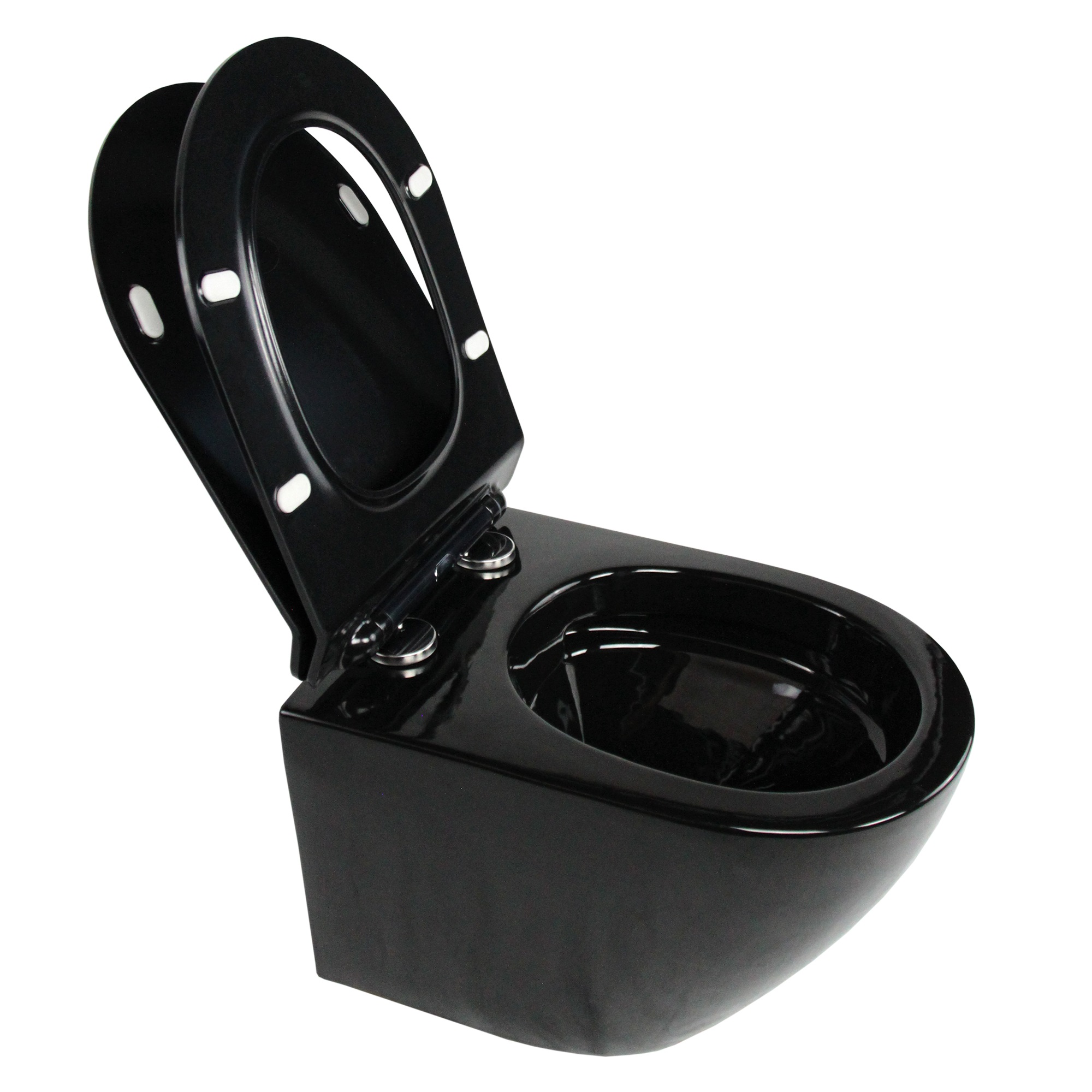 Toilette Hänge WC Spülrandlos inkl. WC Sitz mit Absenkautomatik SOFTCLOSE + abnehmbar Franco Schwarz