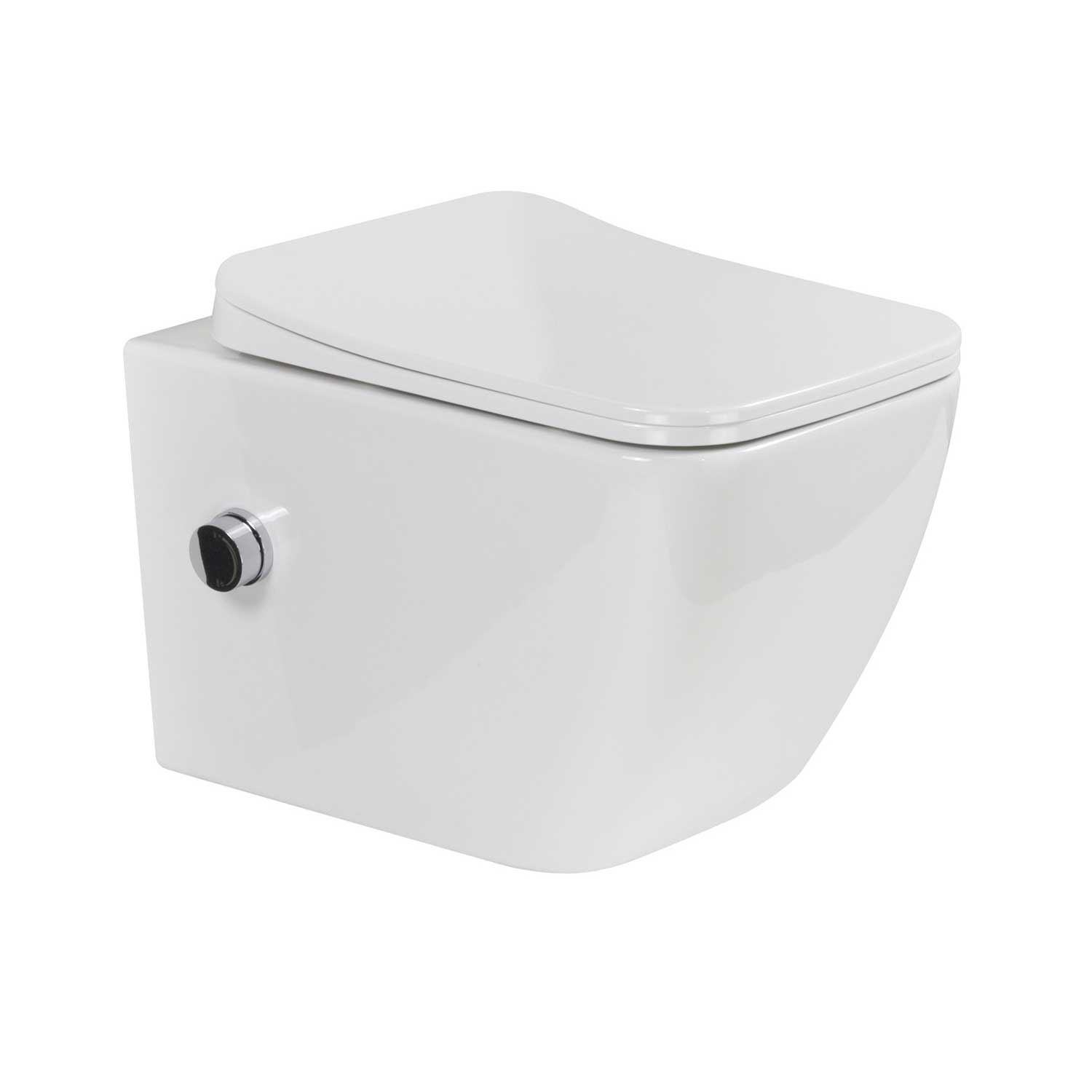 Dusch-WC Cube Fresh mit Bidetfunktion, spülrandloses Wand-WC in Weiß