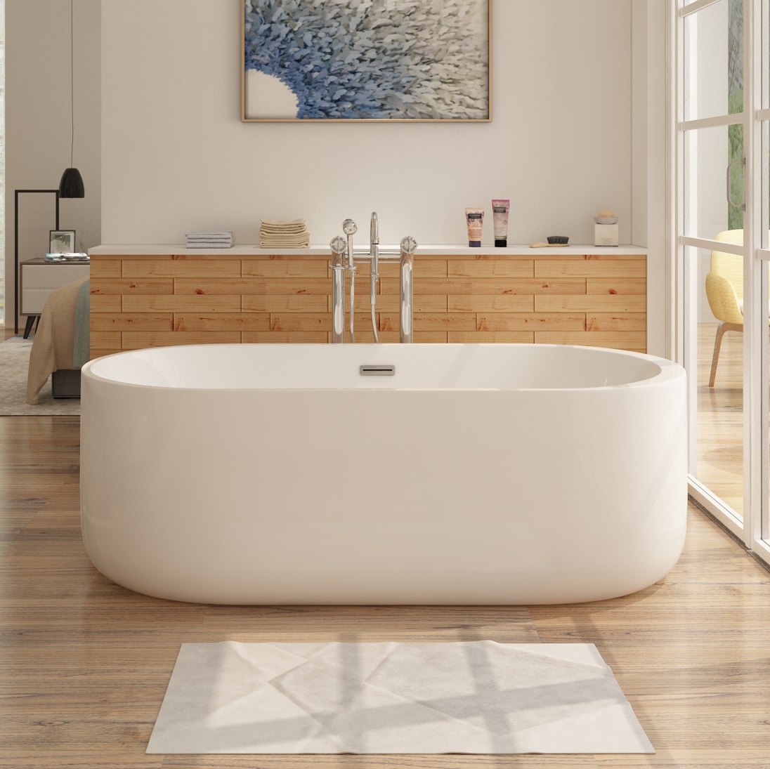 Badewanne aus Sanitäracryl Bienne - 170 x 80 x 58 cm 