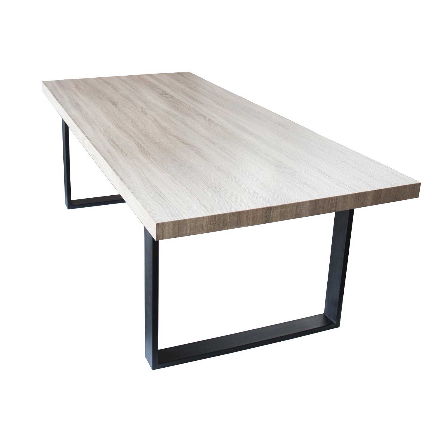 Esszimmertisch Esstisch Kufentisch Holztisch Tisch mit Massive Tischplatte und Kufen - Sanoma Eiche + Schwarze Kufen