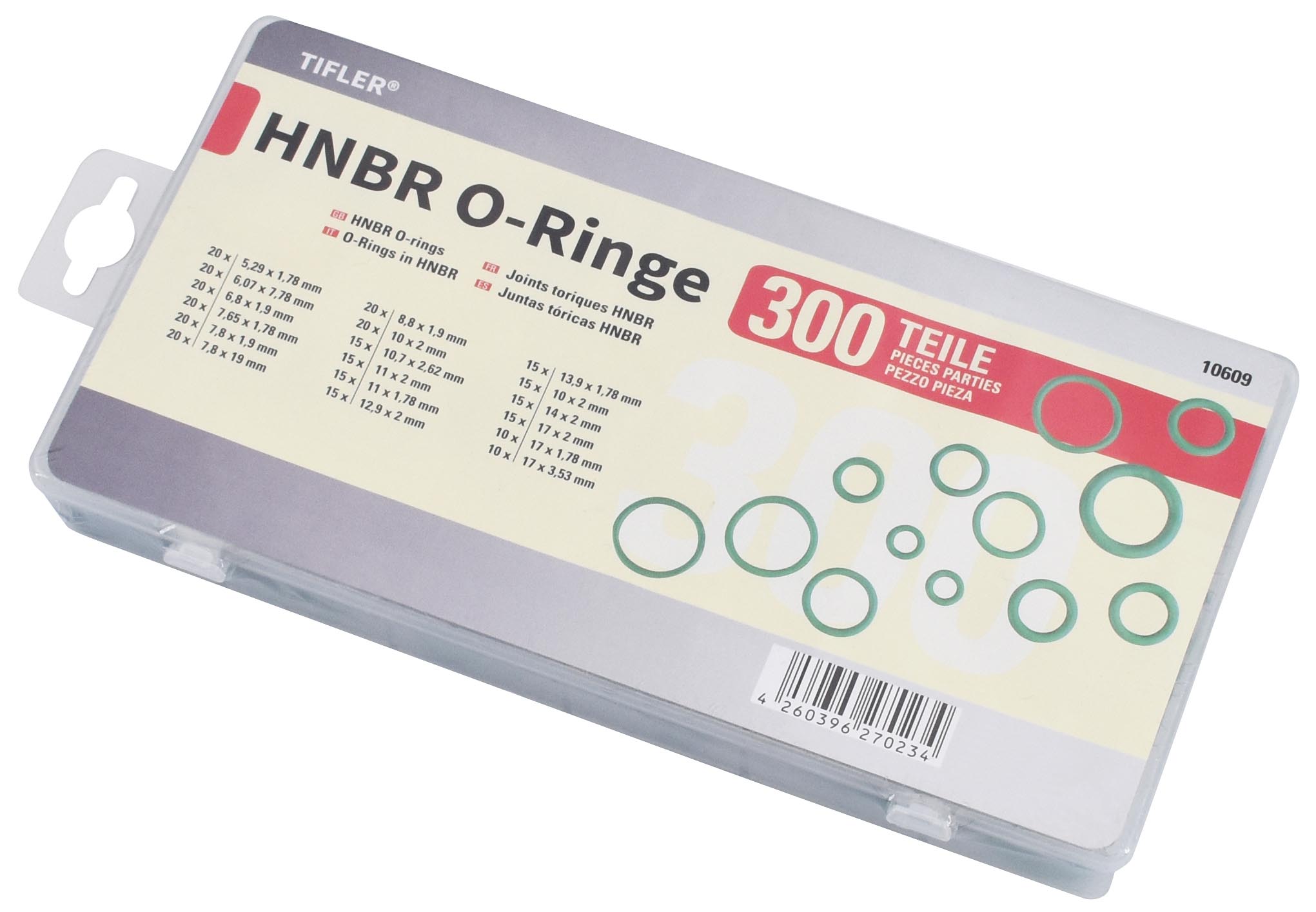So wird das Tifler Set von 300 HNBR O-Ringen geliefert.