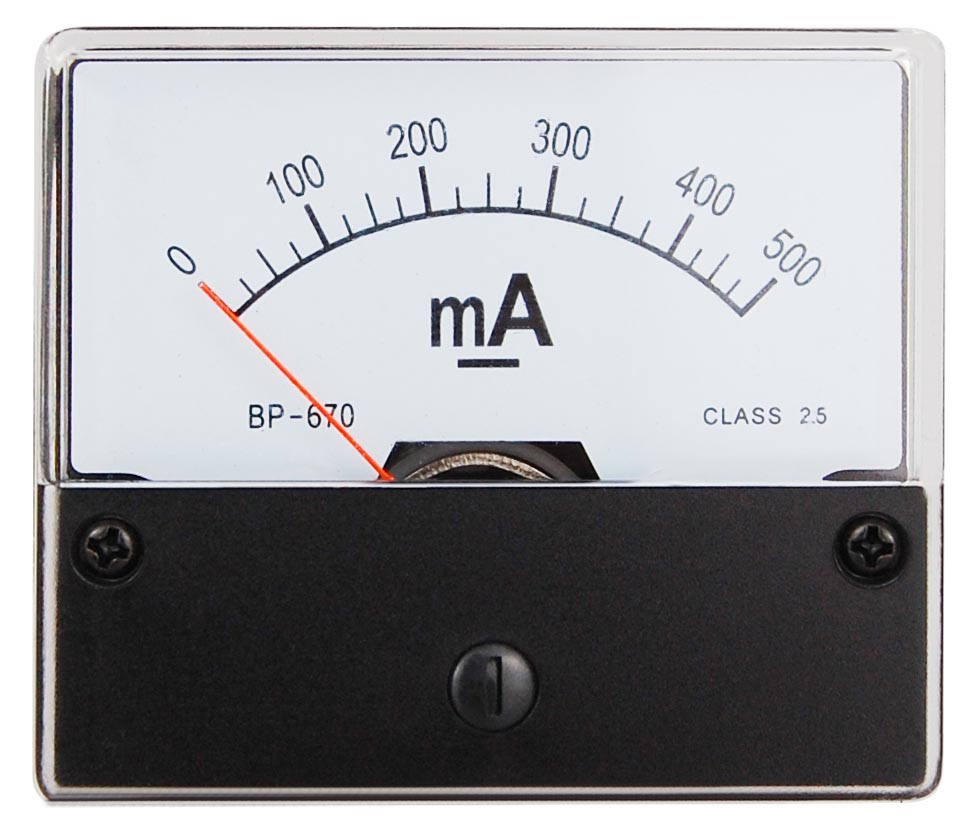 Ampèremeter 0 - 500 mA DC zum Einbau.