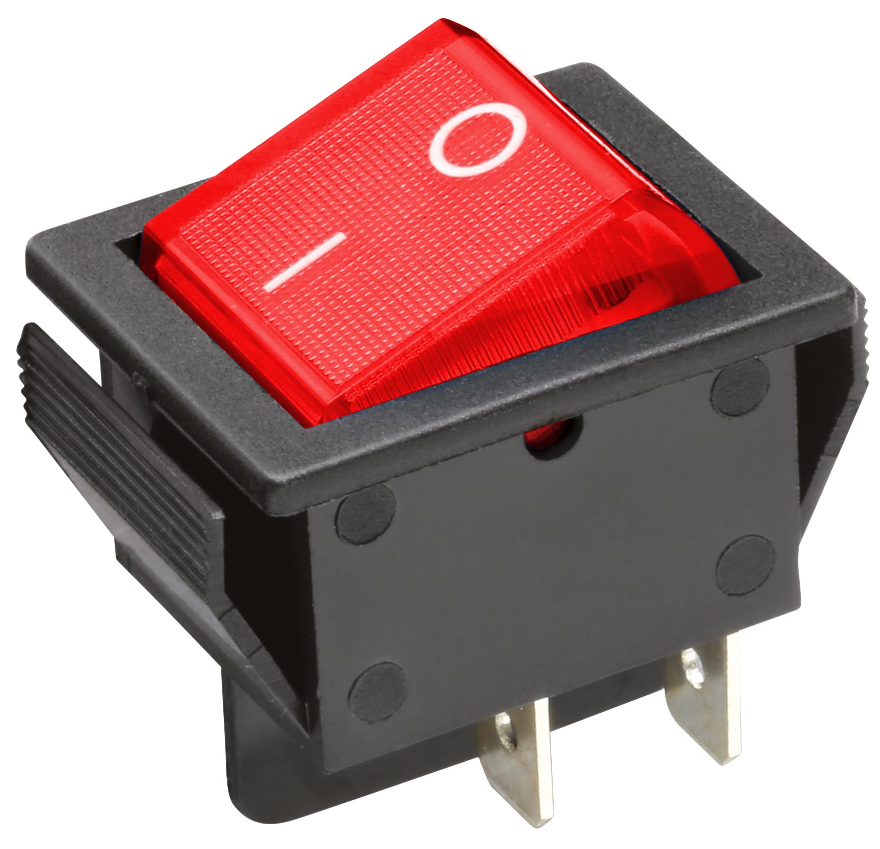 Schalter mit roter beleuchteter Wippe.