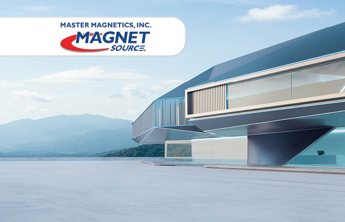 Master-Magnetics-Logo mit futuristischen Gebäude