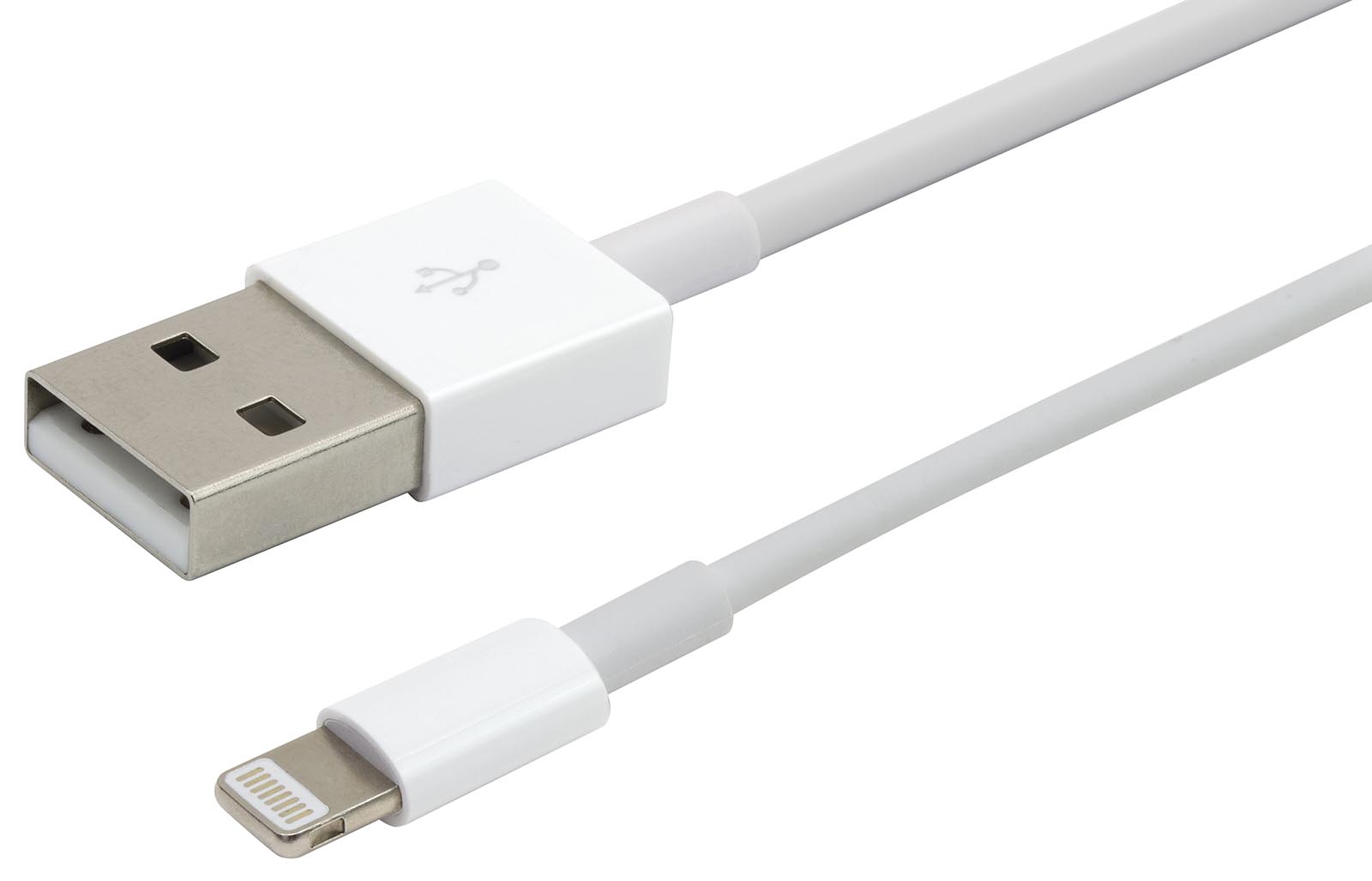 USB-A und 8-Pin-Anschluss des USB-Adapterkabels.