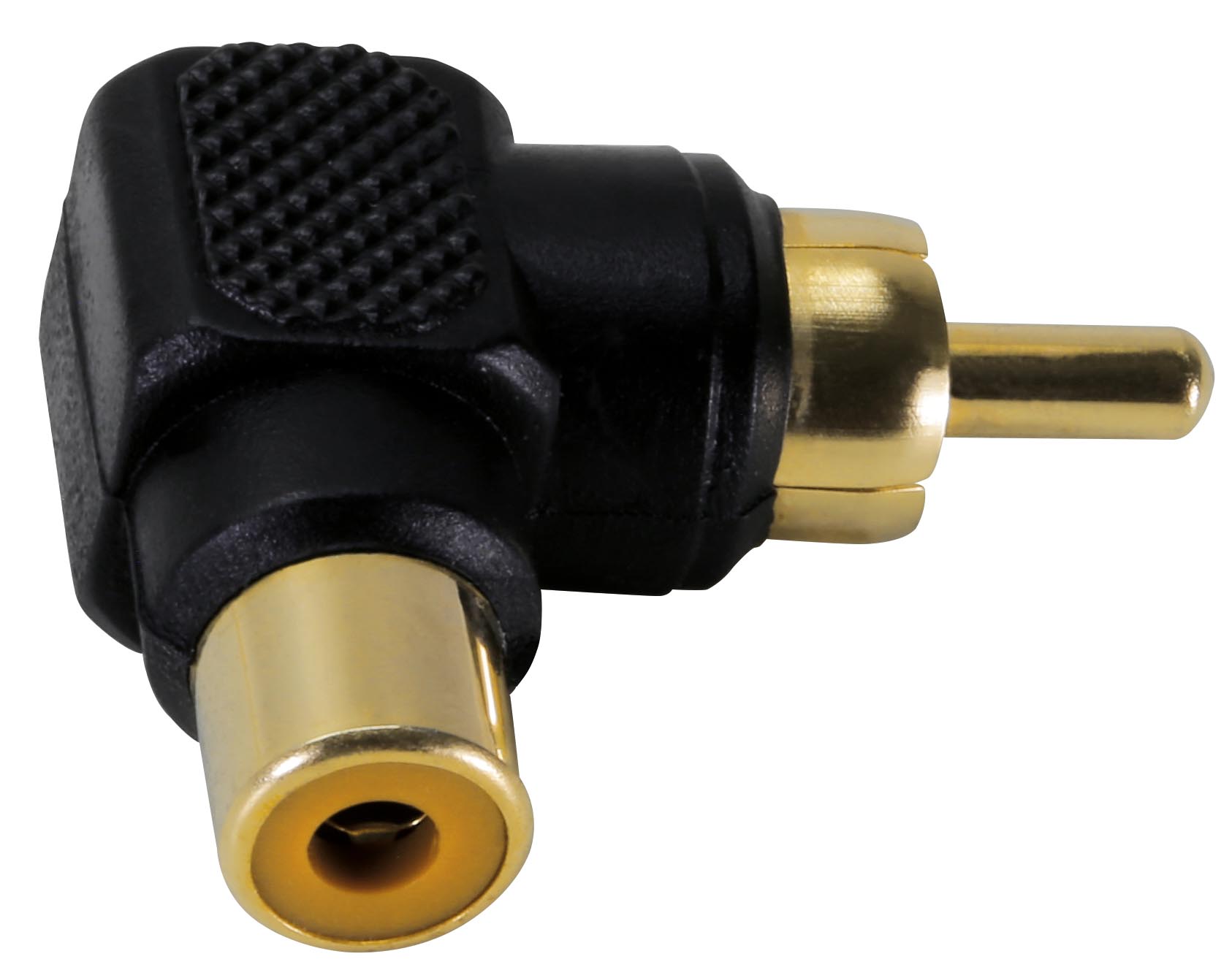 Cinchkupplung abgewinkelt, schwarz.