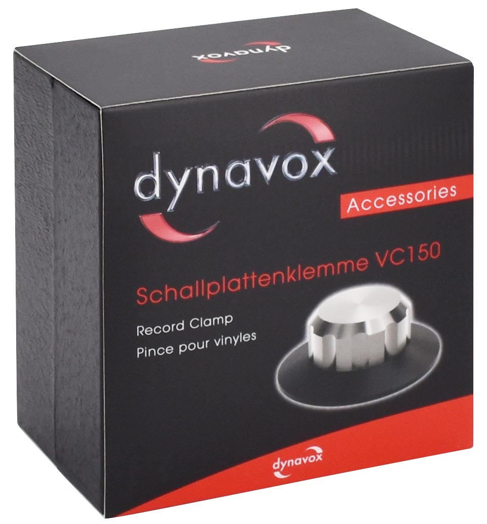 So wird die Dynavox Schallplattenklemme in silber geliefert.