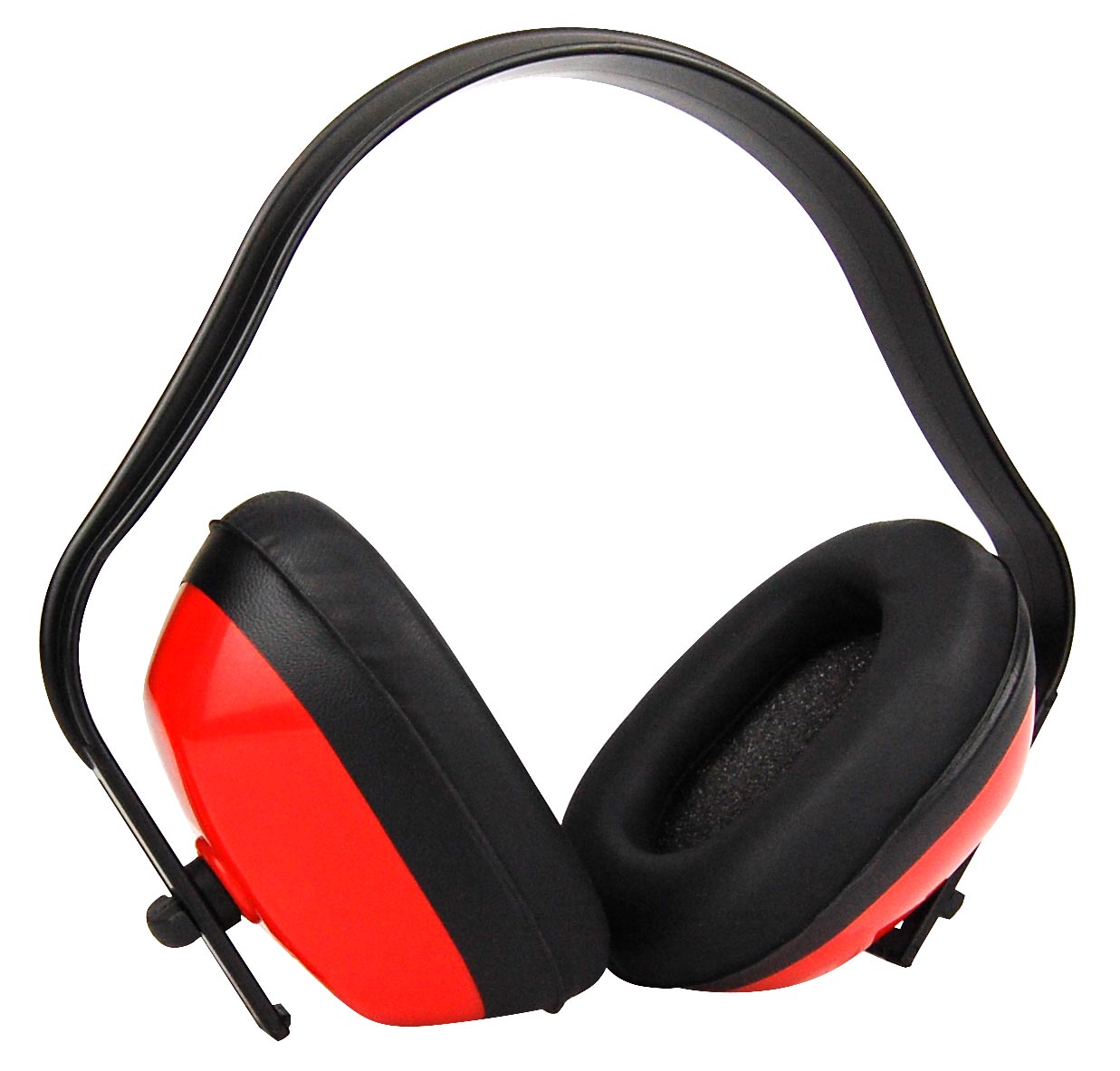 Schneller und effizienter Gehörschutz: Rote Ohrenschützer zum Aufsetzen.