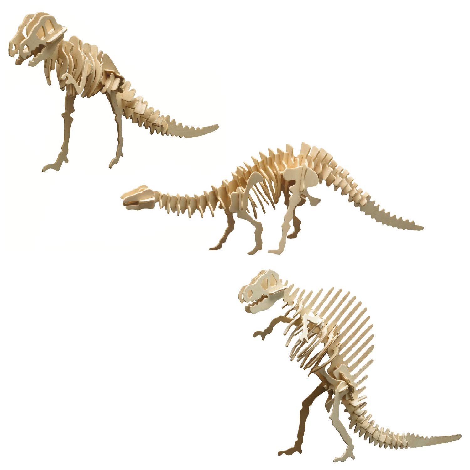 Im Set kommen gleich drei beliebte Dinos: Tyrannosaurus, Brontosaurus und der Ouranosaurus. 