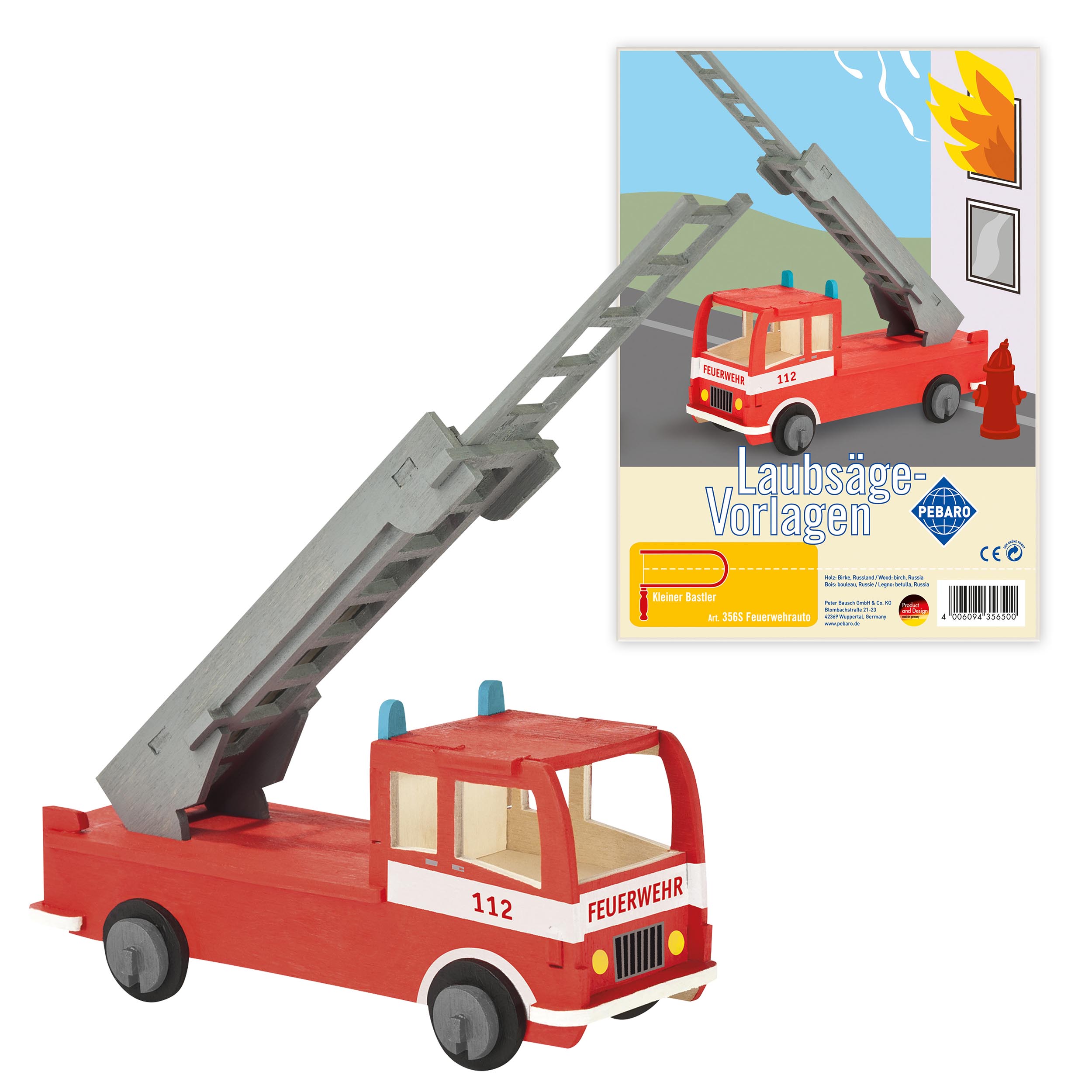Pebaro Laubsägevorlage Feuerwehrauto.