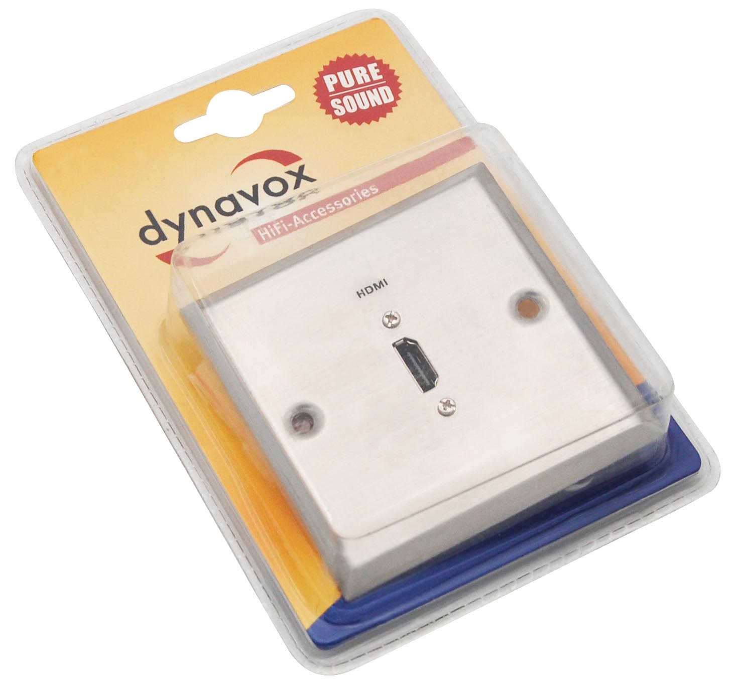 So wird die Dynaox Lautsprecherdose mit HDMI-Anschluss geliefert