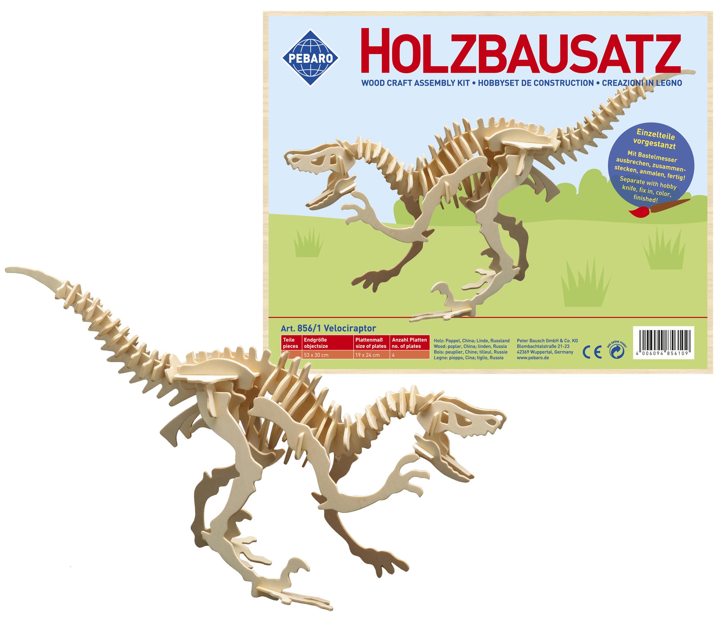 Pebaro Holzbausatz Velociraptor.