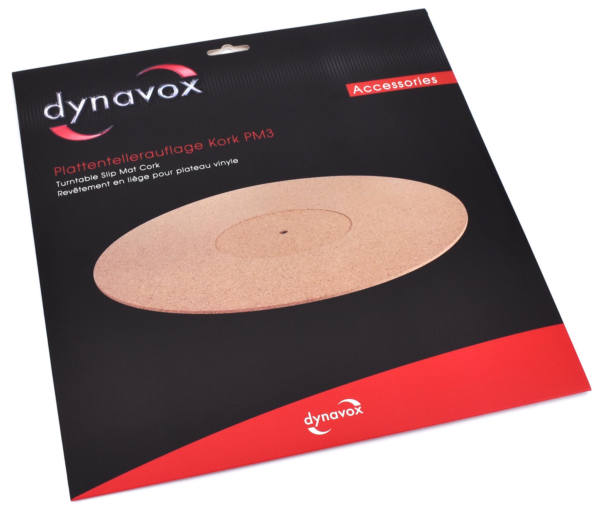 So wird die Dynavox Plattentellerauflage PM3 aus Kork geliefert.