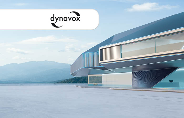 Dynavox-Logo mit futuristischen Gebäude