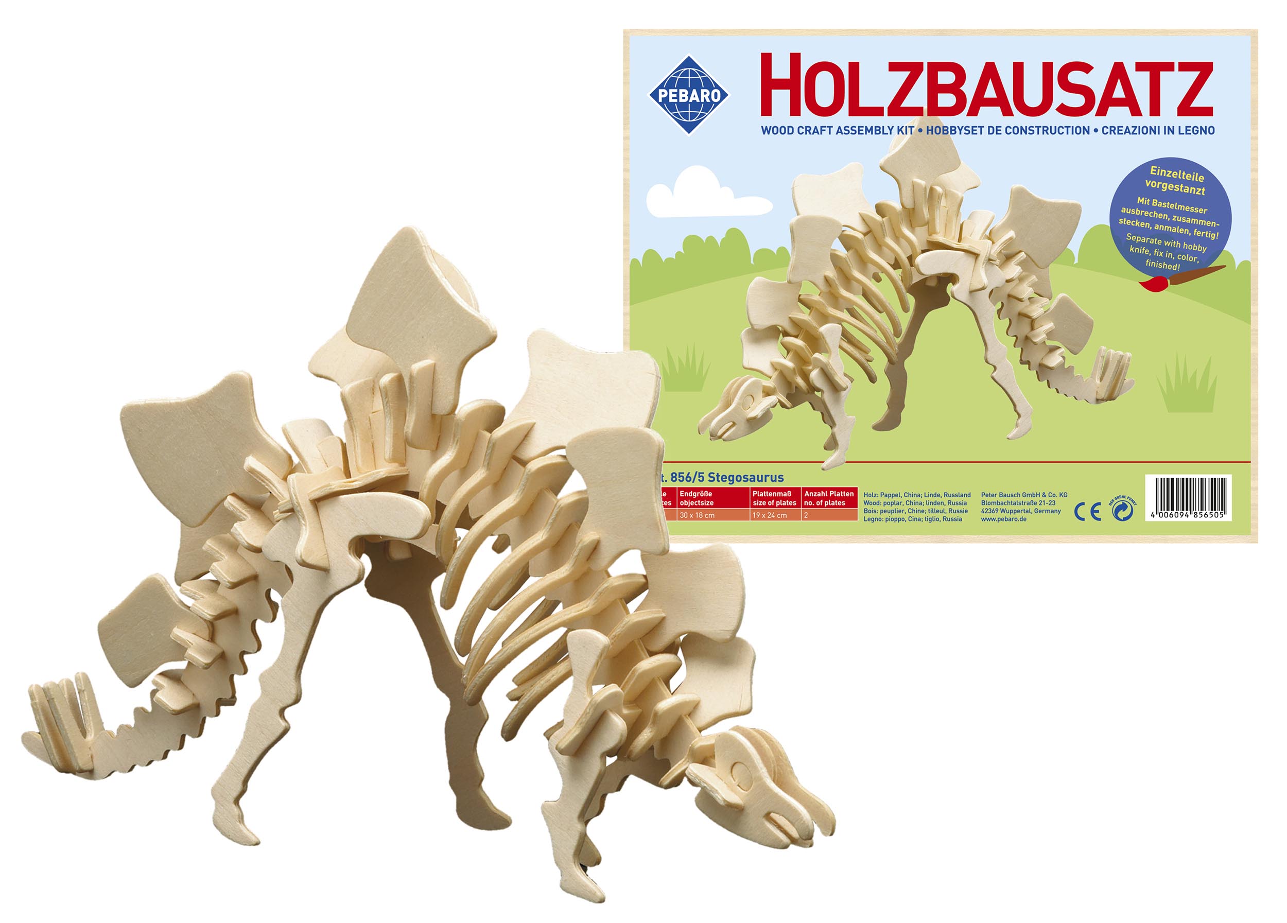Pebaro Holzbausatz Stegosaurus.