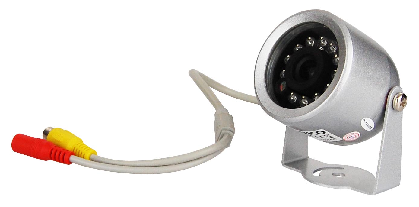 Die Infarot-Kamera sitzt im wetterfesten Gehäuse und wird per 12 V DC betrieben.