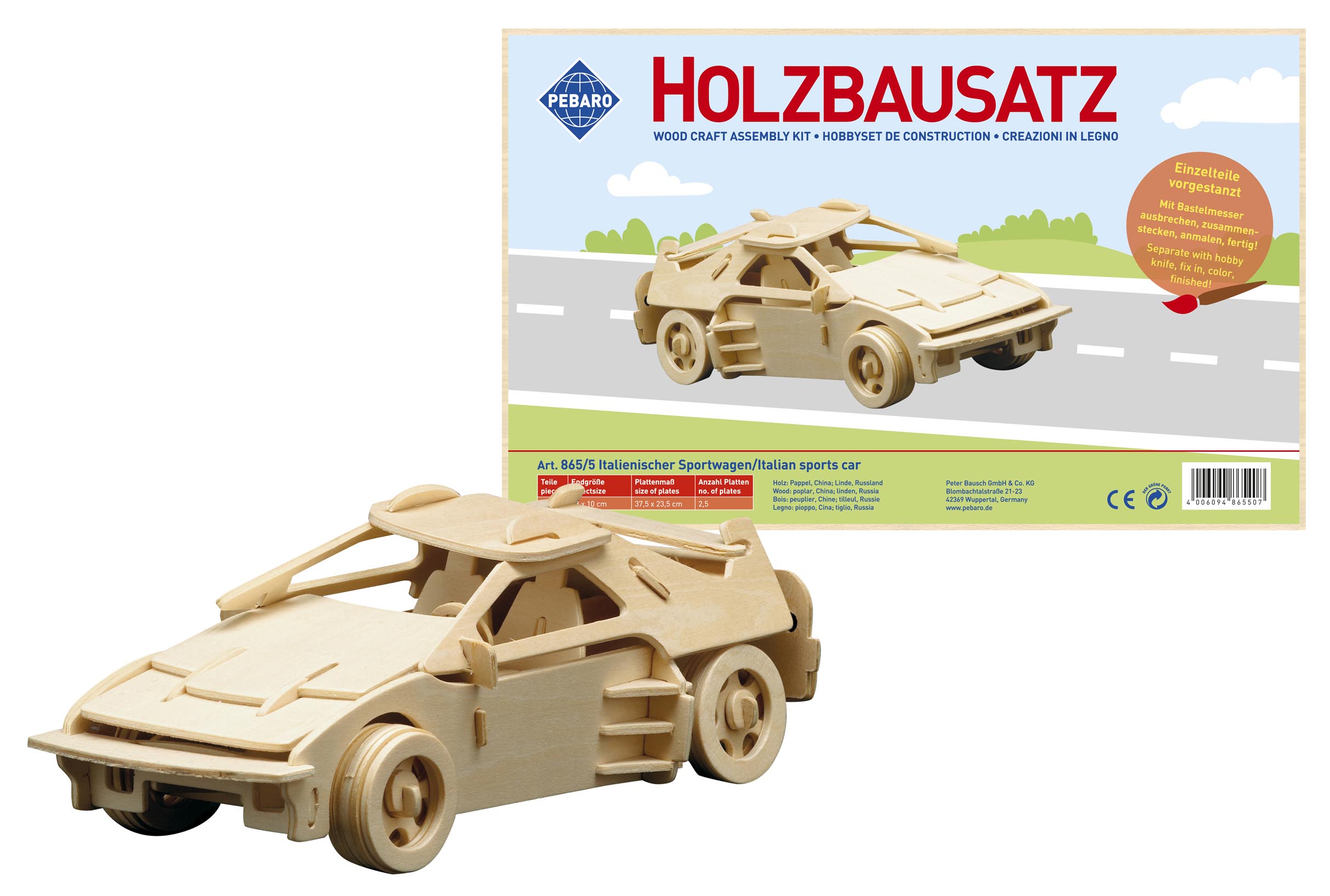 Pebaro Holzbausatz italienischer Sportwagen.