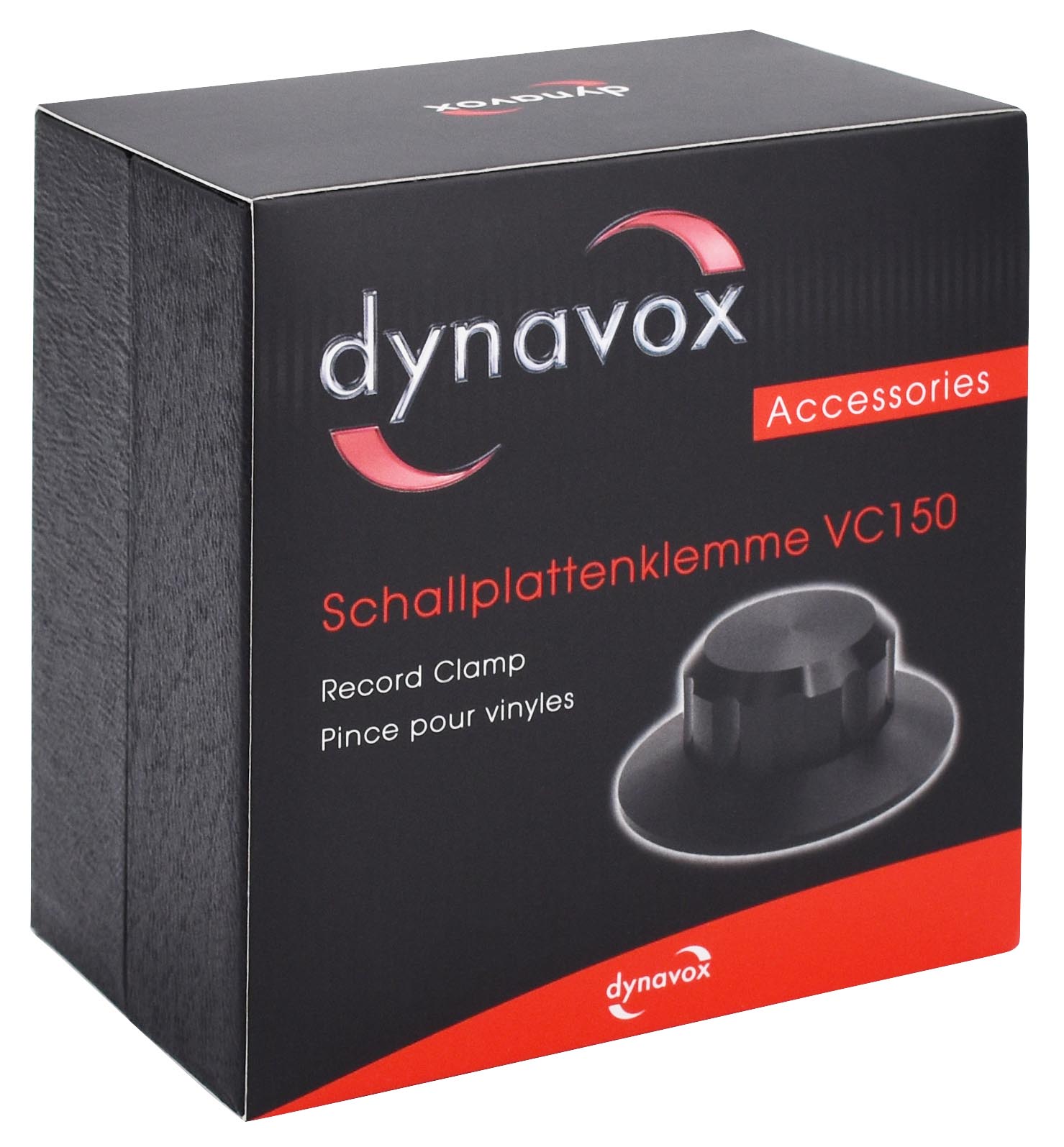 So wird die Dynavox Schallplattenklemme in schwarz geliefert.