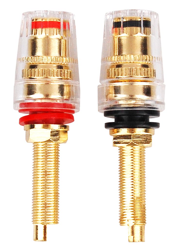 Produktbild von 20-teiliges Lautsprecher-Terminal-Set – 4 Mm Binderücken, Vergoldet, Rot/schwarz, Transparentes ABS-Gehäuse, Für Heim-Audio & Lautsprecherkabel