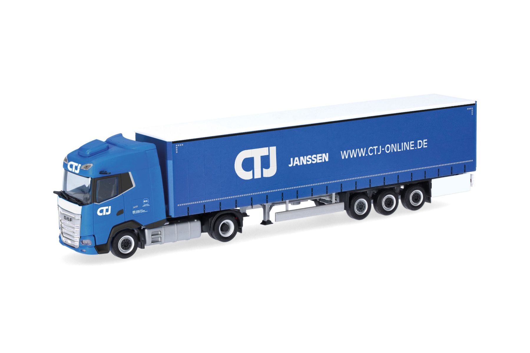 Herpa 318495 - DAF XG Gardinenplanen-Sattelzug "CTJ"