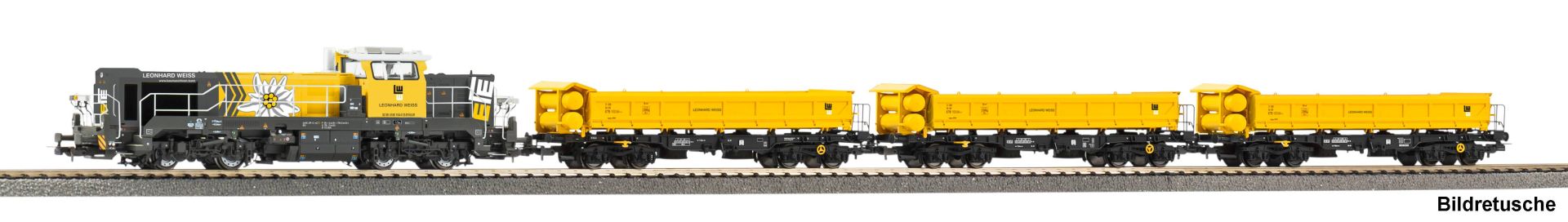 Piko 58162 - Zugset mit Diesellok DE18 mit 3x Zweiseitenkipper Fakks127, Leonhard Weiss, Ep.VI, AC-Sound