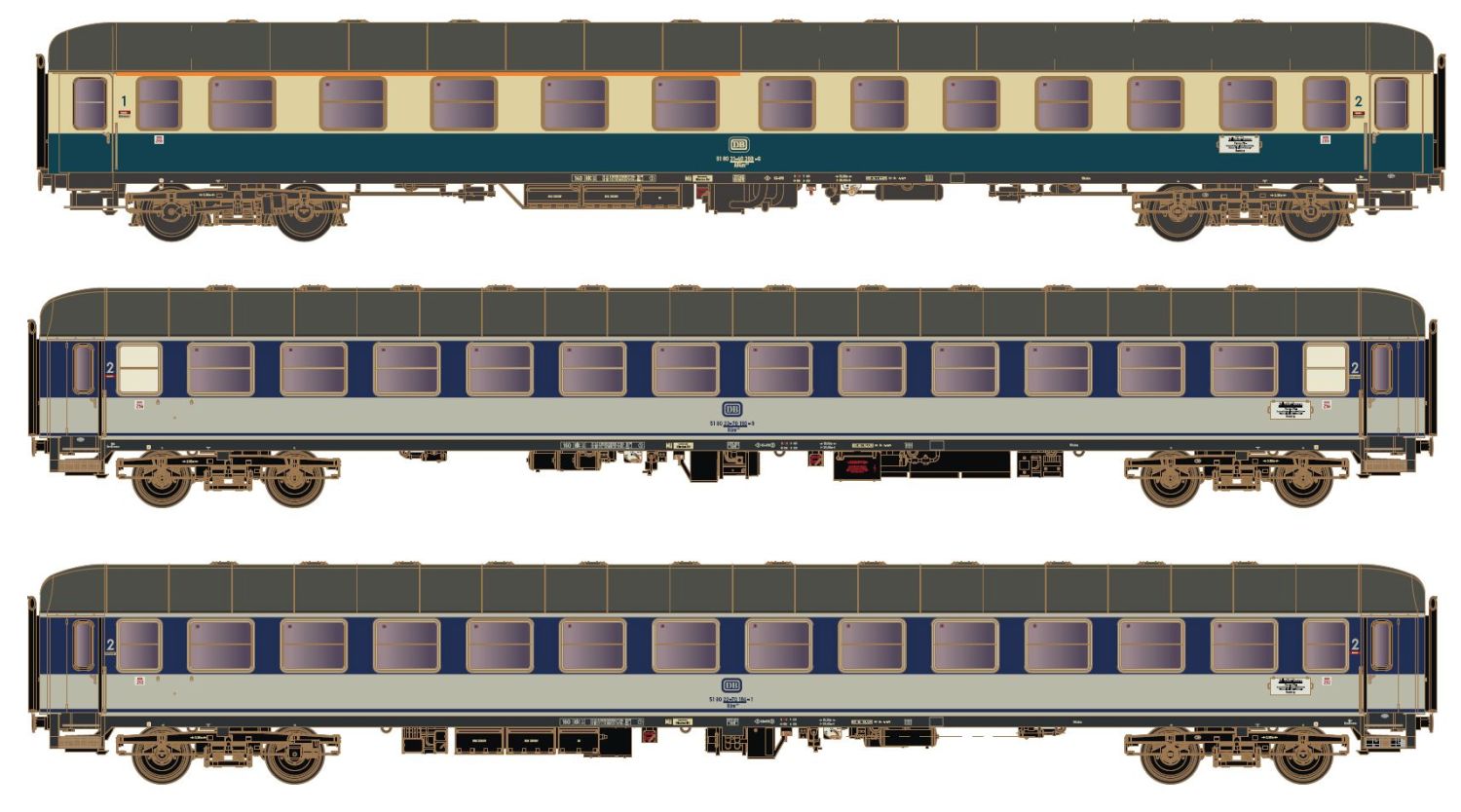 Hobbytrain H43042 - 3er Set D1248 'Dolomiten-Express I', DB, Ep.IV