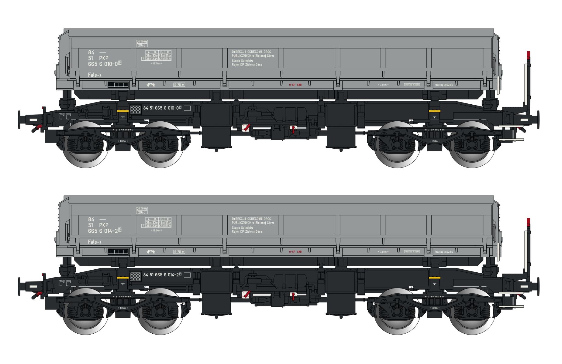 Albert Modell 600048 - 2er Set offene Güterwagen Fals-x, PKP, Ep.IV