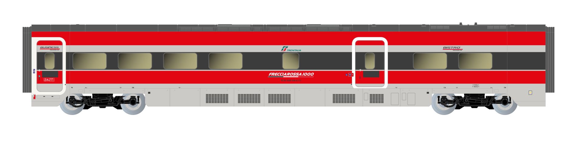 Arnold HN3514 - 4er Set Zwischenwagen, 4-tlg., Frecciarossa ETR 1000, FS-Trenitalia, Ep.VI 'Le plaisir d’un voyage nouveau'