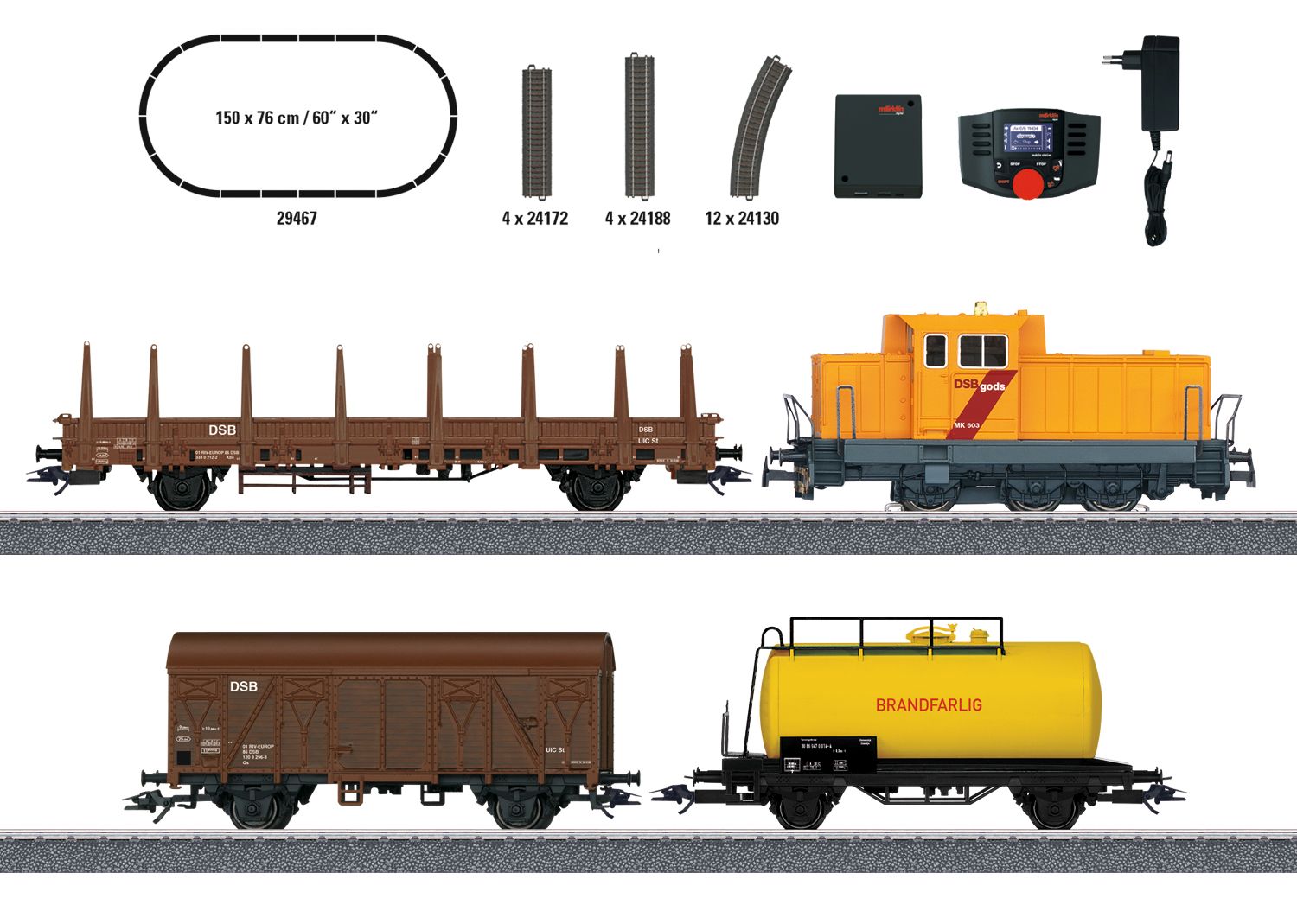 Märklin 29467 - Digitales Startset mit Rangierlok und Güterzug, DSB, Ep.V, MFX-Sound