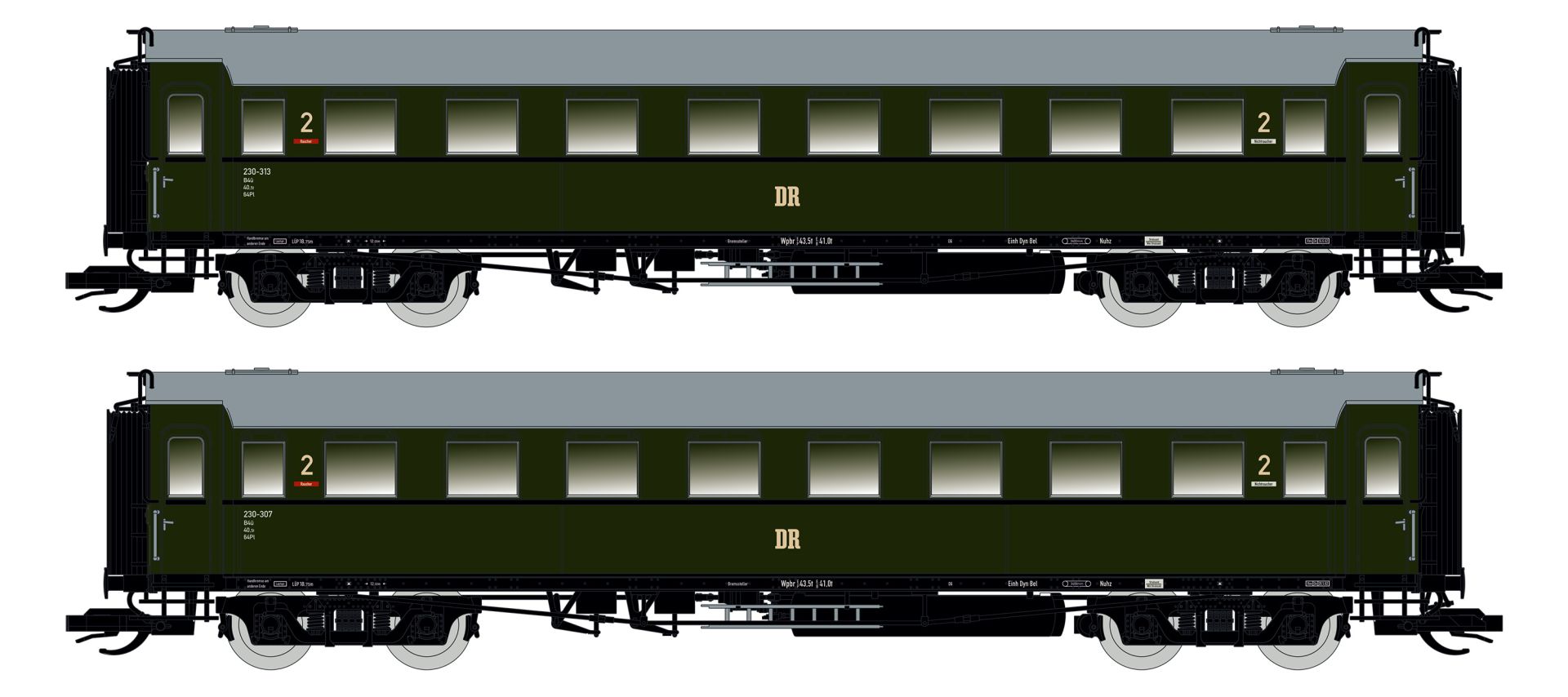 Saxonia 120181 - 2er Set Personenwagen C4üSa07, DR, Ep.III