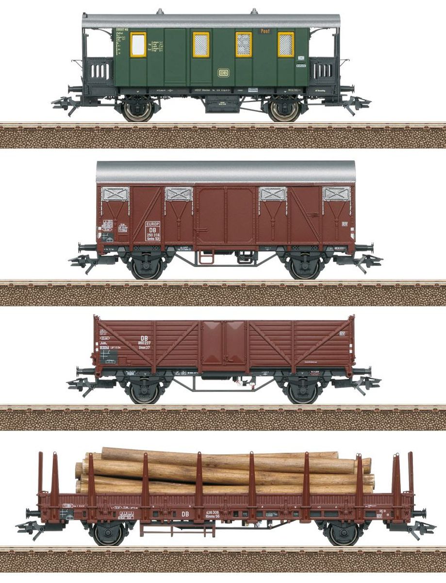 Trix 24140 - 4er Set Güterwagen, DB, Ep.III