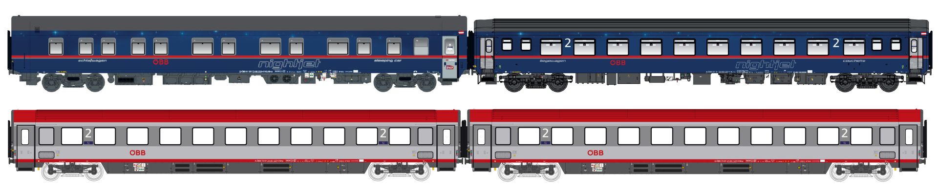 L.S. Models 97033 - 4er Set Nachtzugwagen NJ408 Set 1, ÖBB Nightjet, Ep.VI