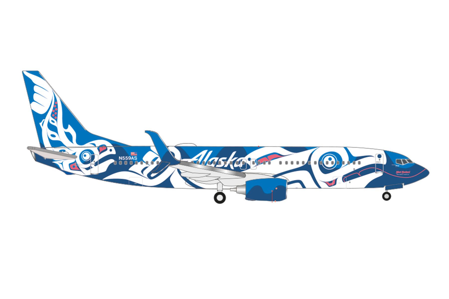 Herpa 537643 - Alaska Airlines Boeing 737-800 "Xßat Kwßani (Lachsmenschen)"