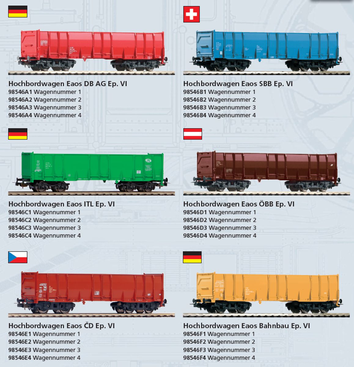 Piko 98546-D4 - Hochbordwagen Eaos, braun, ÖBB, Ep.V, Betriebsnummer 4