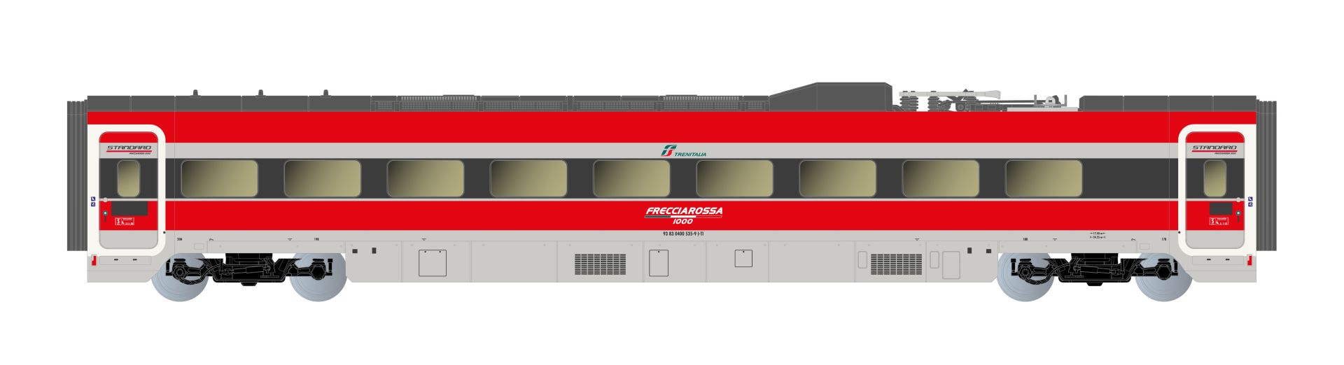 Arnold HN3513 - 4er Set Zwischenwagen, 4-tlg., Frecciarossa ETR 1000, FS-Trenitalia, Ep.VI 'Ducati'