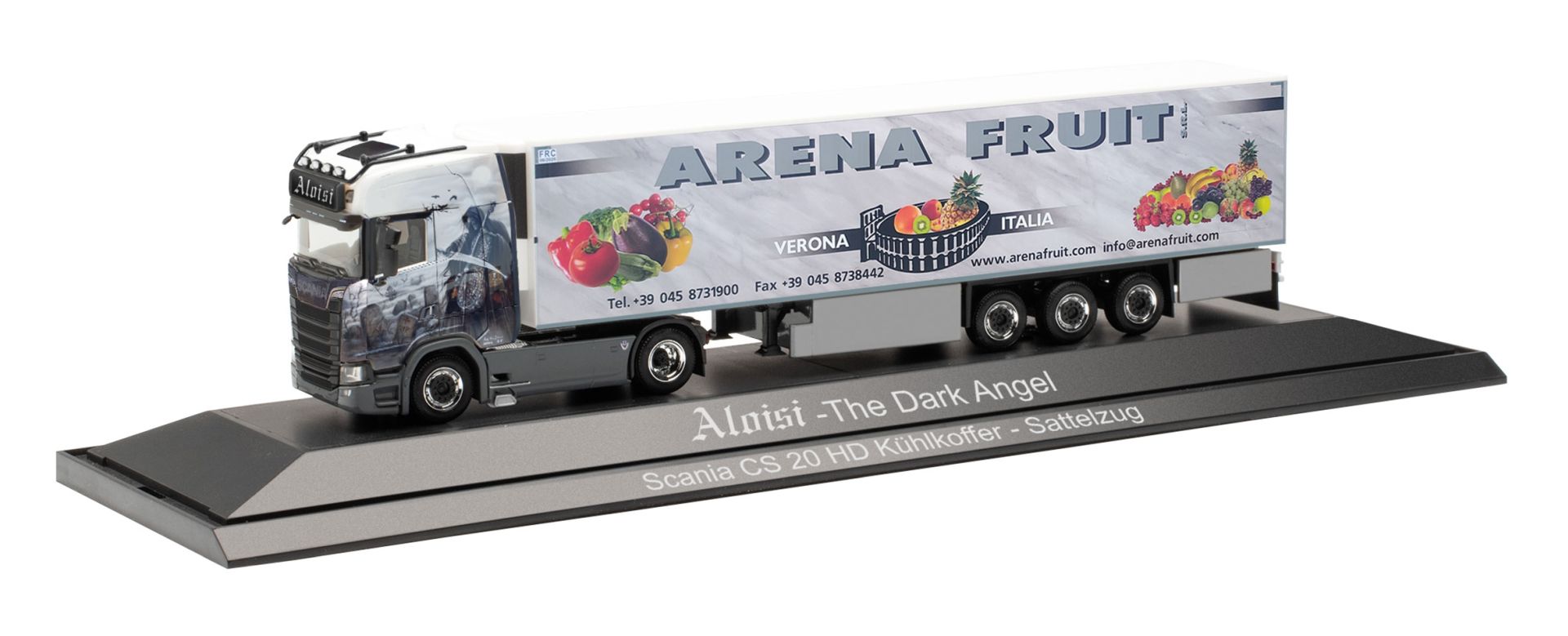 Herpa 122269 - Scania CS 20 HD Kühlkoffer-Sattelzug 'Arena Fruit' (Italien)