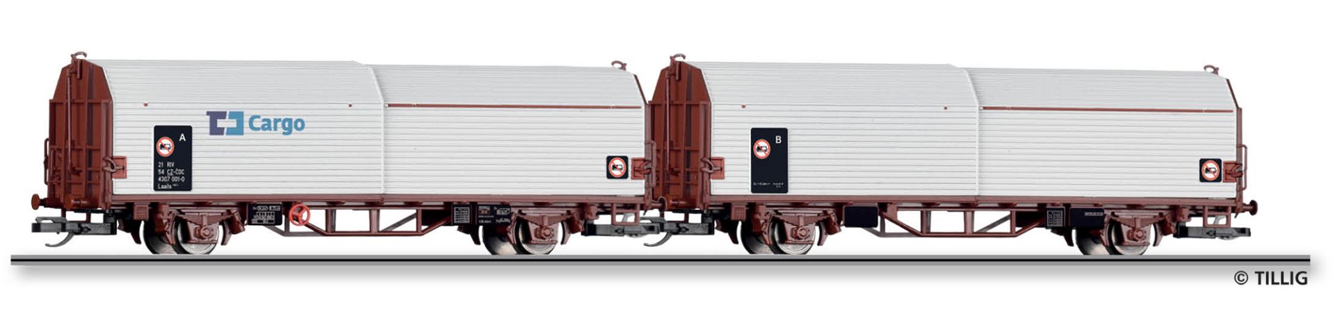 Tillig 01071 - 2er Set Haubenwagen-Einheit Laails 142.1, CD, Ep.VI