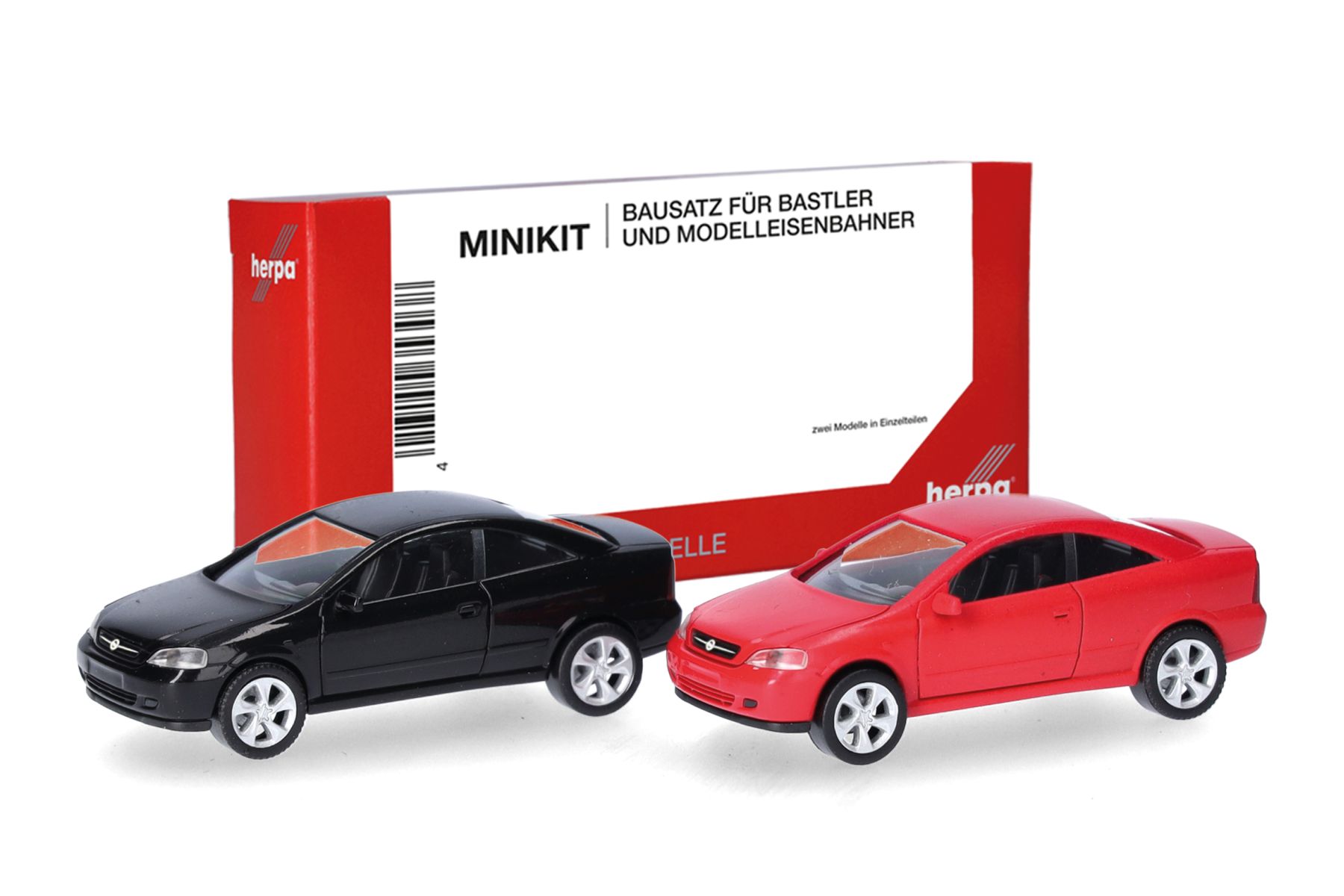 Herpa 014106 - MiniKit Opel Coupé (2000), Schwarz und Magmarot, 2 Stück