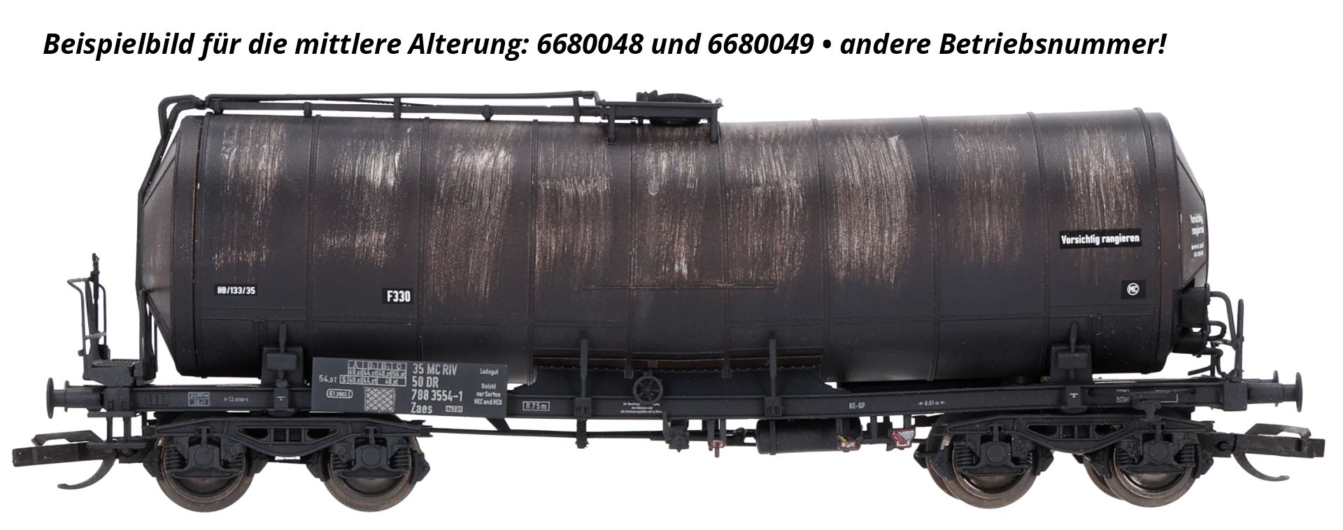 Roco 6680048 - Knickkesselwagen, DR, Ep.IV, schwarz, Wagen Nr. 3, mittlere Alterung
