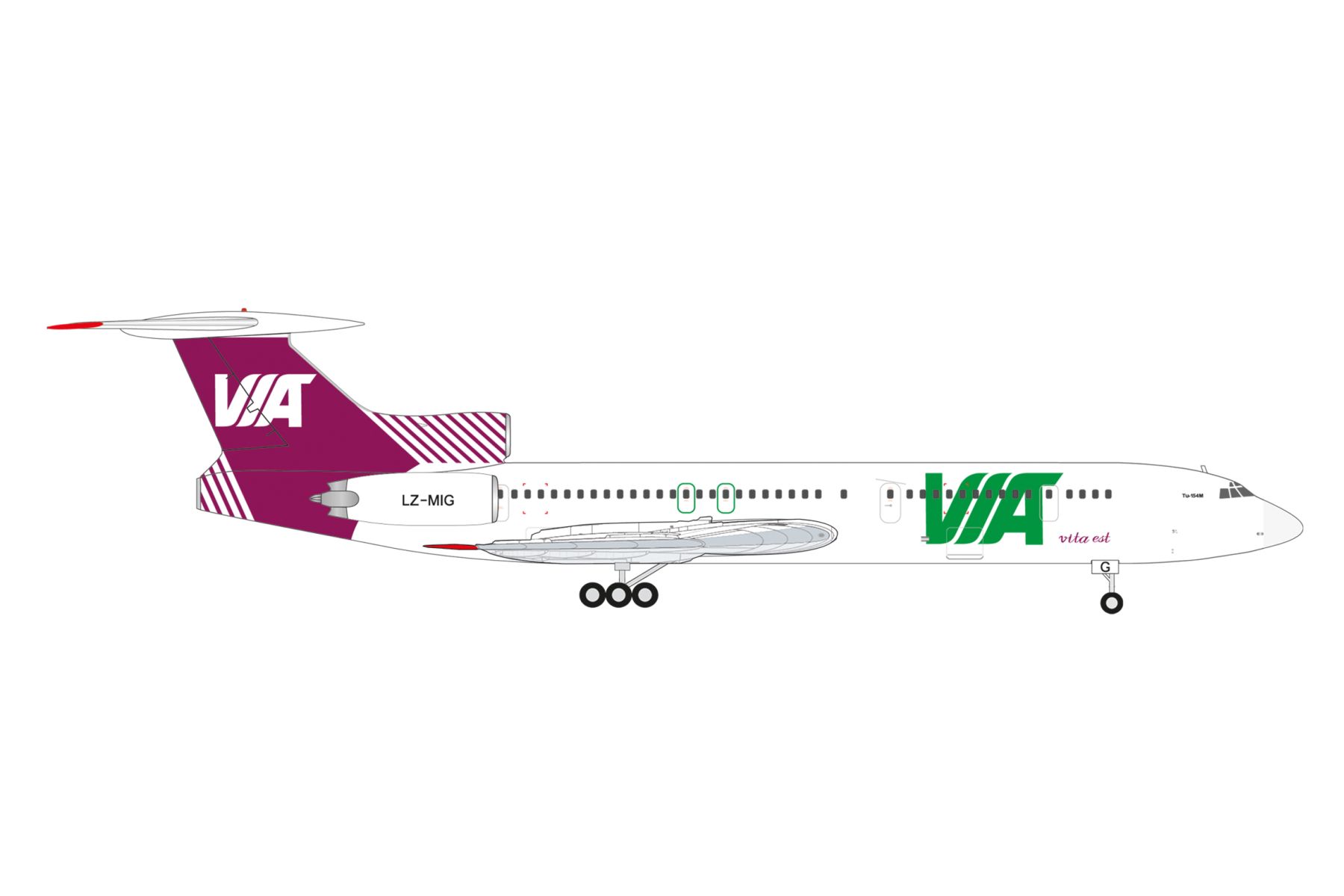 Herpa 573214 - Air Via Tupolev TU-154M