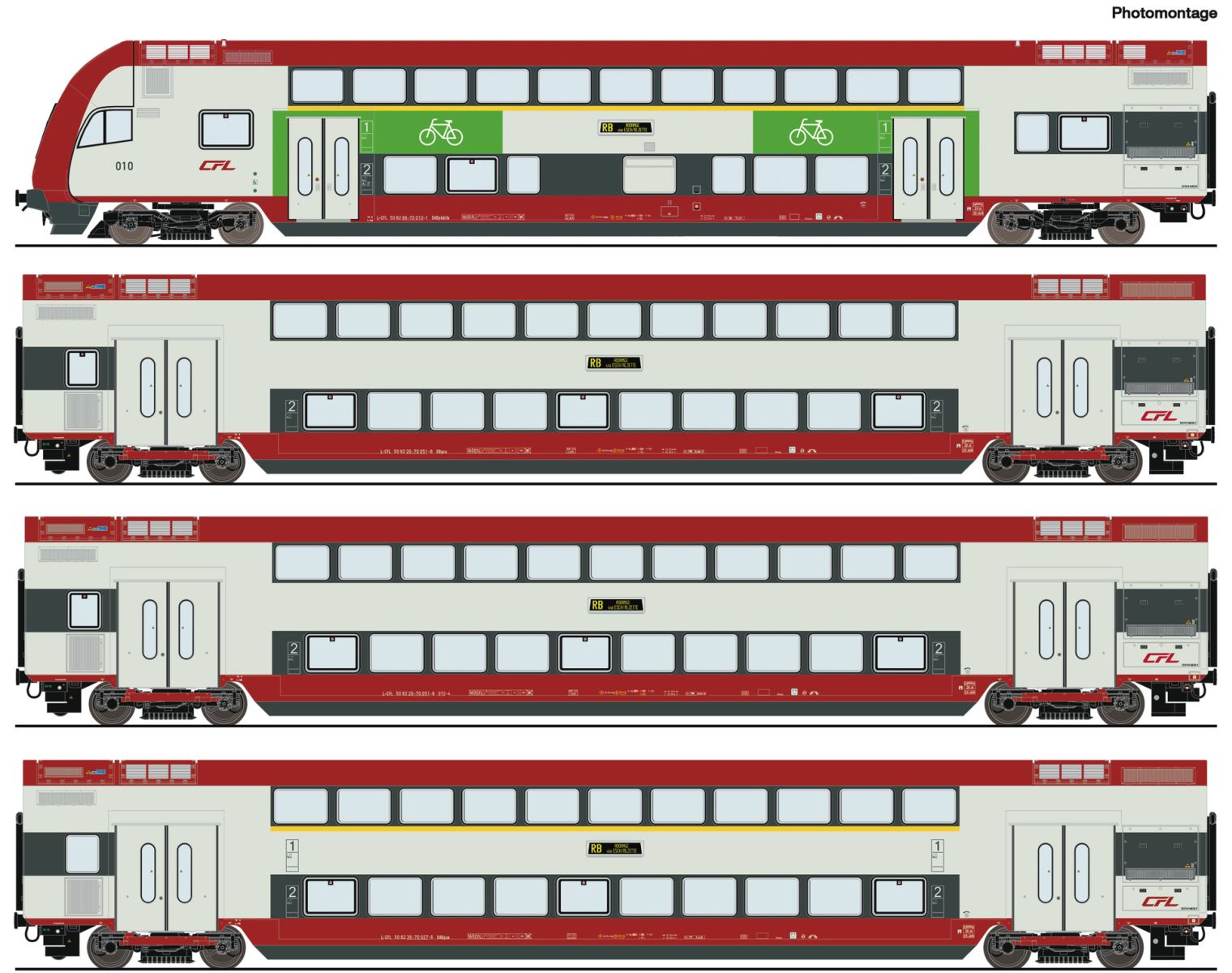 Roco 6220148 - 4er Set Doppelstockwagen mit Steuerwagen, CFL, Ep.VI, AC-Digital