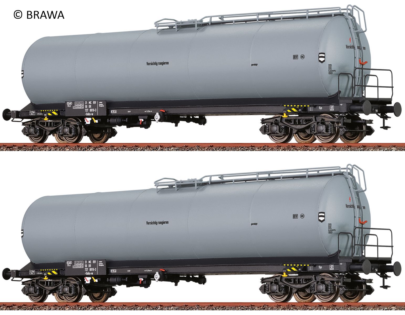 Saxonia 120210 - 2er Set Kesselwagen Uahs, 8109, DR, Ep.IV, grau