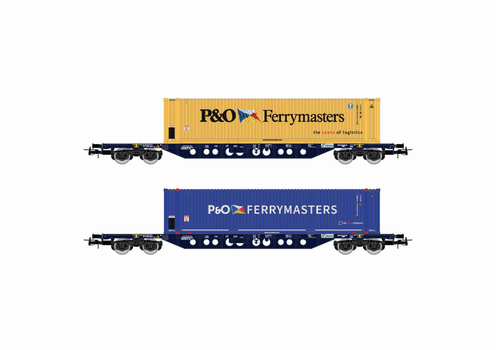 Rivarossi HR6614 - 2er Set Containerwagen Sgnss, Mercitalia, Ep.VI 'P&O Ferrymaster'