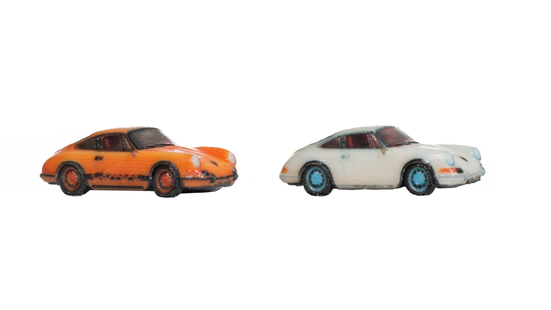 Noch 44606 - Porsche 911, 2 Stück, orange und weiß, farbiger 3D-Druck