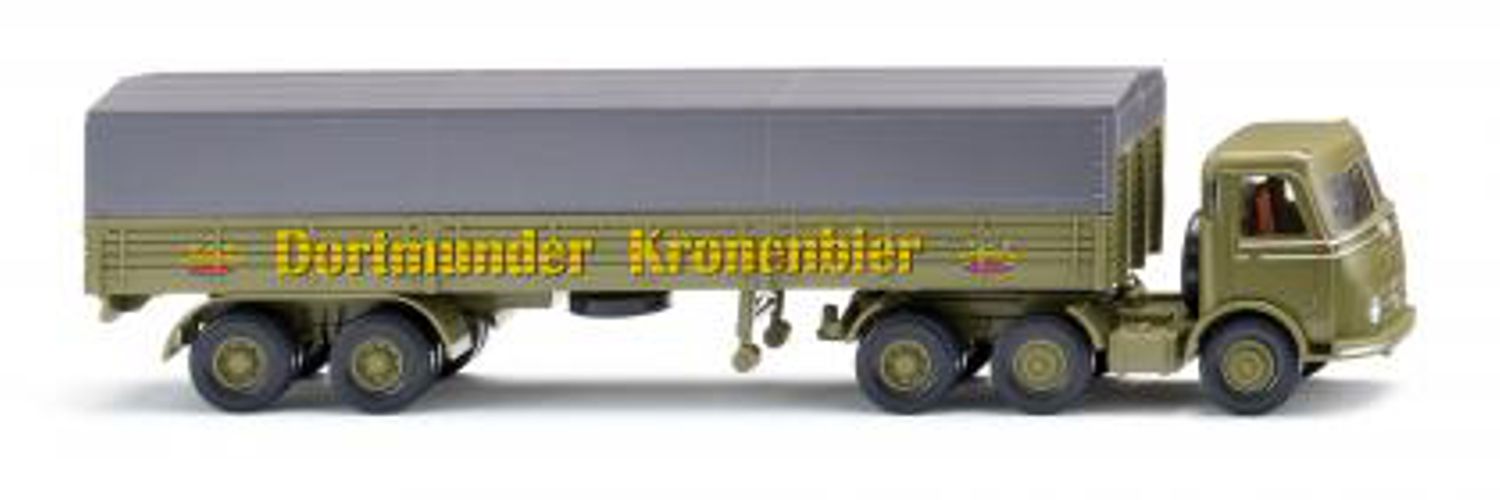 Wiking 051457 - Pritschensattelzug (MB LPS333) "Dortmunder Kronenbier"