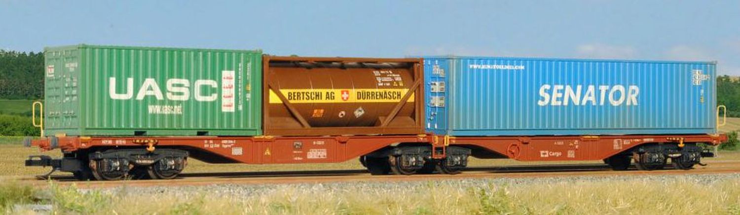 sdv-model 12116 - Doppel-Containertragwagen Sggrss 55, CD-Cargo, Ep.VI, Bausatz